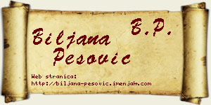 Biljana Pešović vizit kartica